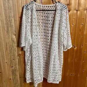 White Open Knit Cardigan